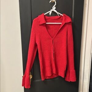 Red Women's Eyehook Sweater